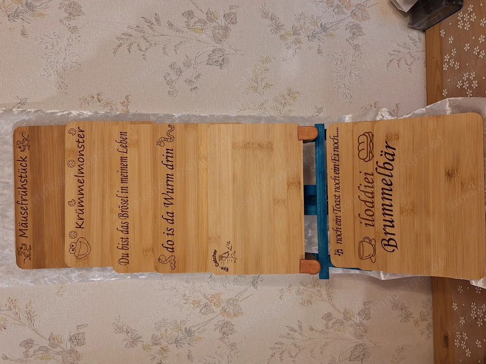 Bambus Frühstück-Jausen-Brotzeit-Brett mit gelaserten Sprüchen und Motiven