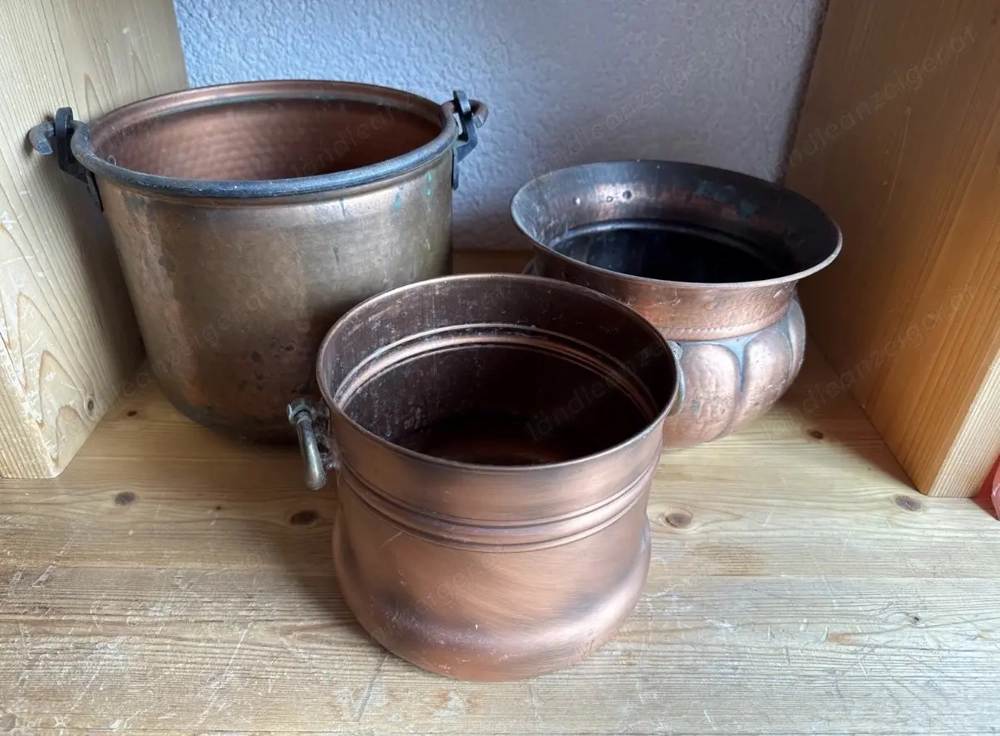 3 Stück Kupferkessel