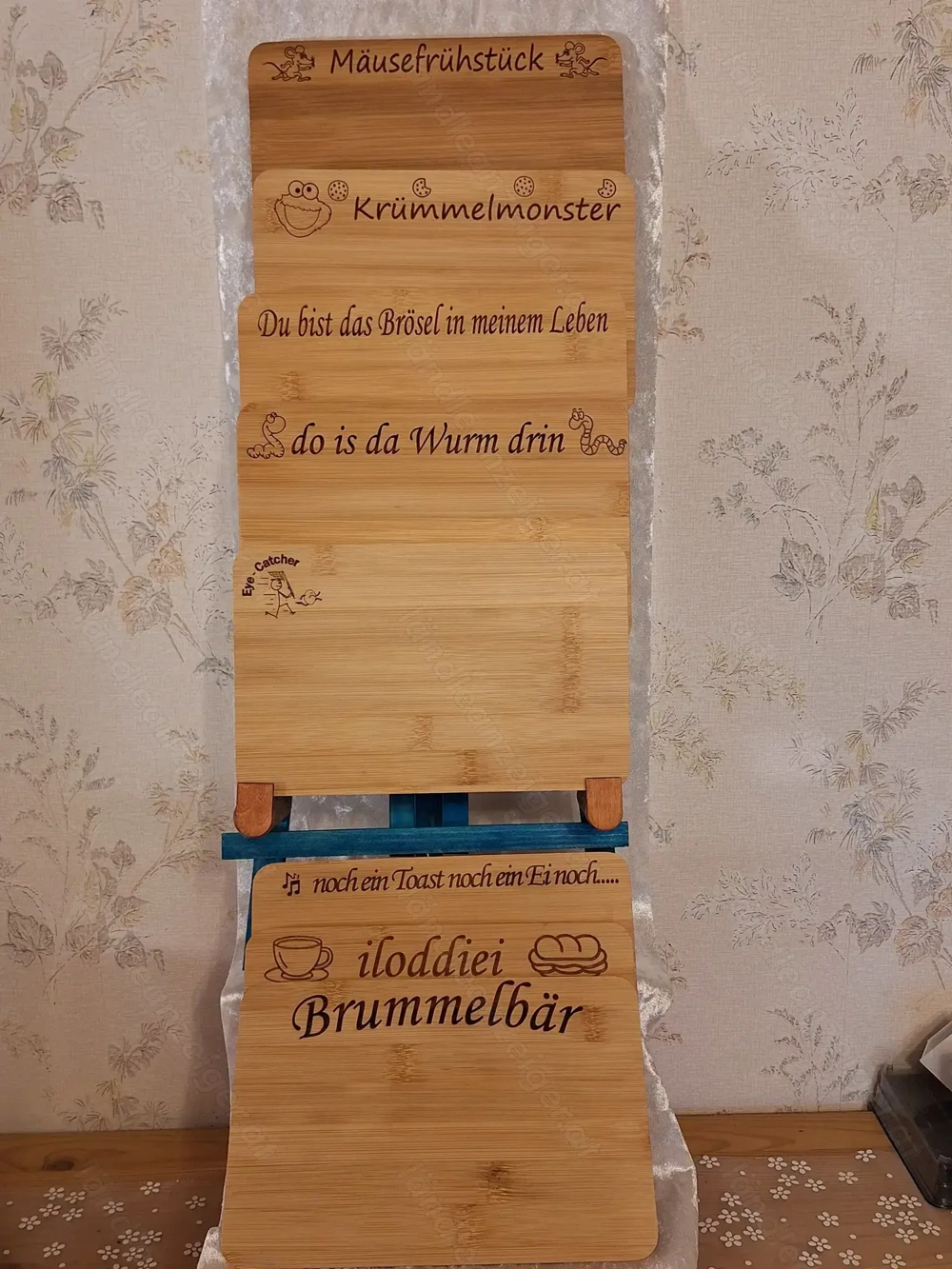 Bambus Frühstück-Jausen-Brotzeit-Brett mit gelaserten Sprüchen und Motiven