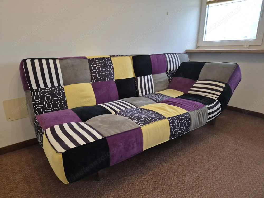 Cooles Samt-Schlafsofa mit Patchwork-Muster