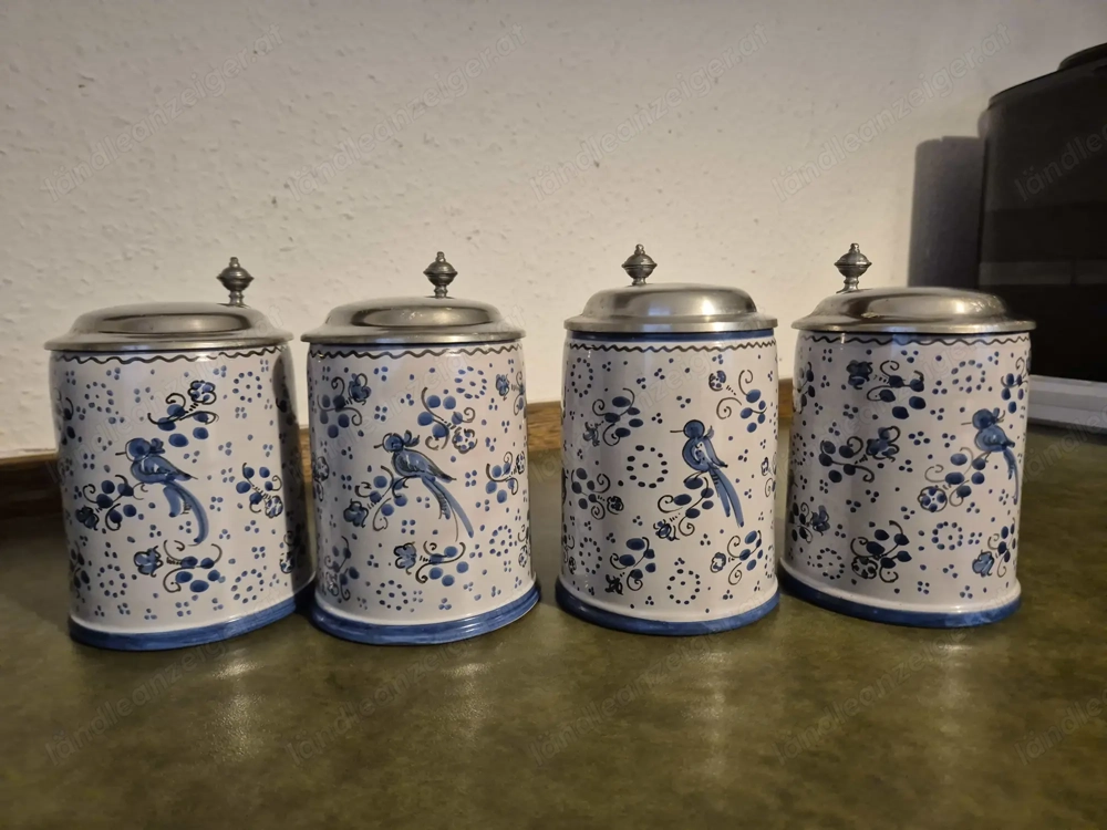 Bierkrug-Set, 4 Stück, ca. 15 cm hoch