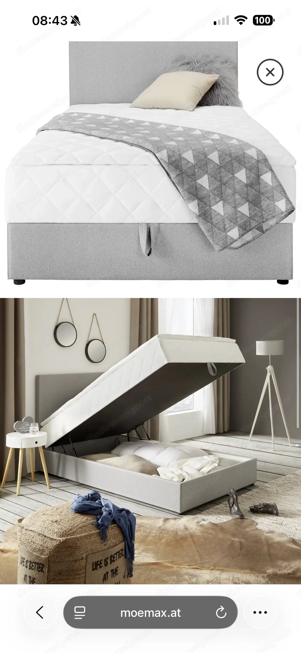 Boxspring Bett 90x200