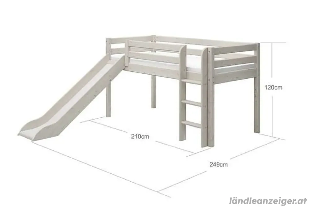 FLEXA Classic Halbhohes Bett mit senk. Leiter und Rutsche Kinder