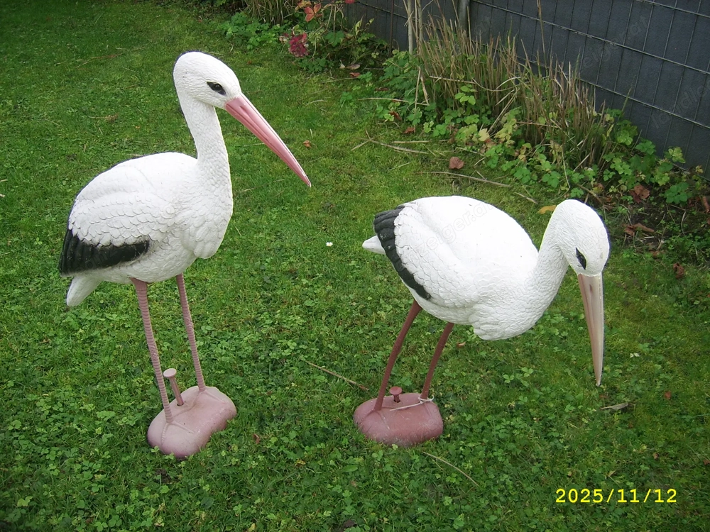 Storch Dekoration Garten Baby Plastik 2x Storch 83cm hoch