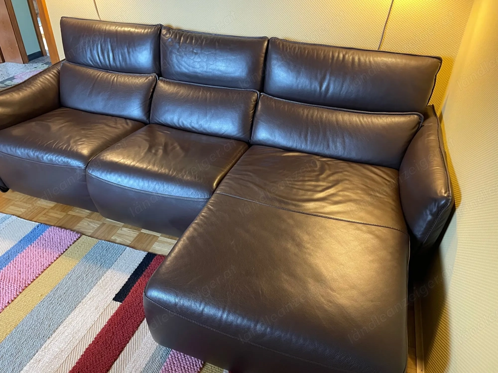 Ledercouch dreiteilig, L-förmig