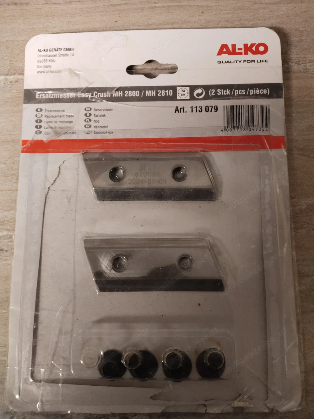 Ersatzmesser für Alko Häcksler MH2800 und MH2810