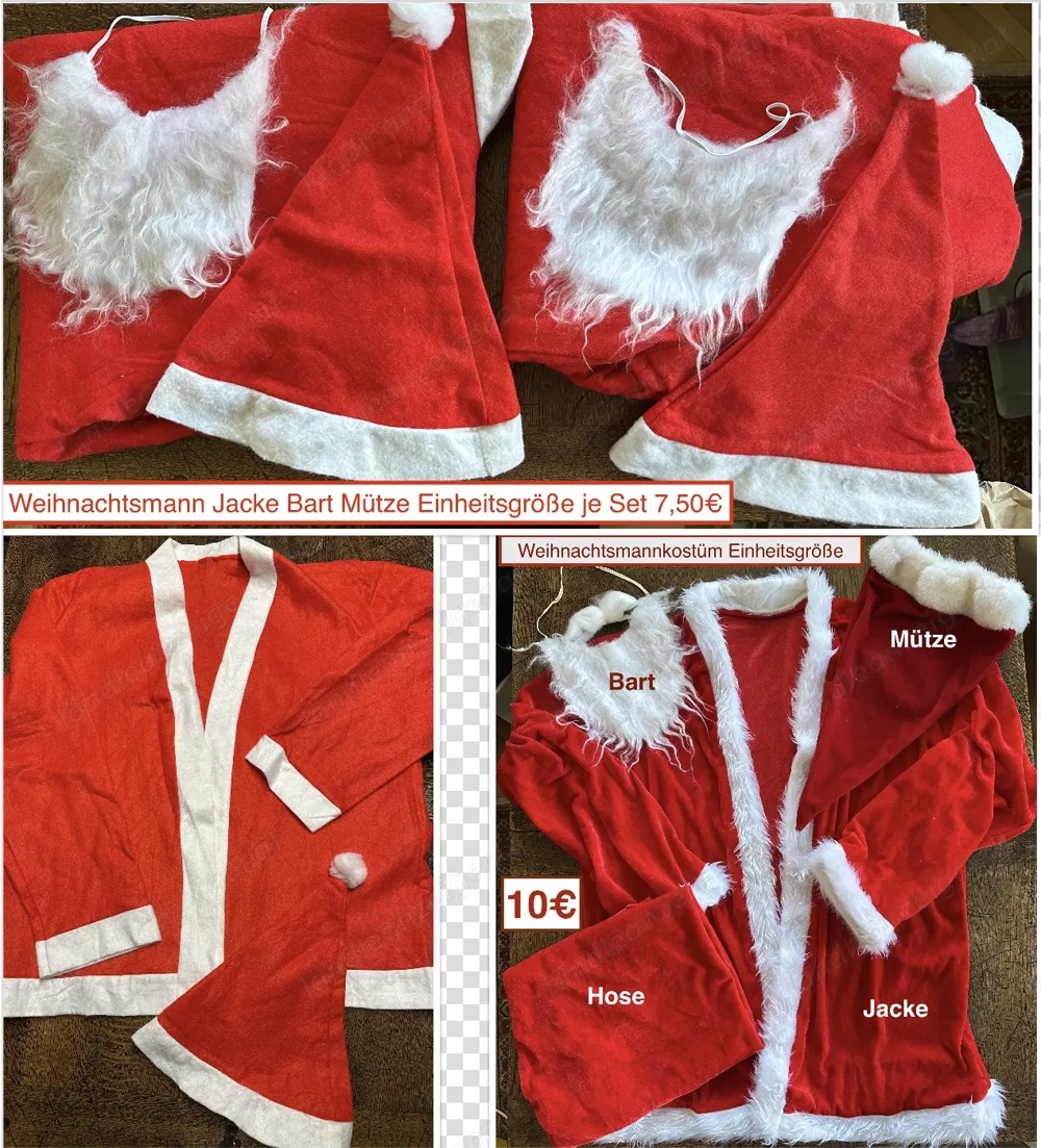 Weihnachtsmann Kostüm mit Bart