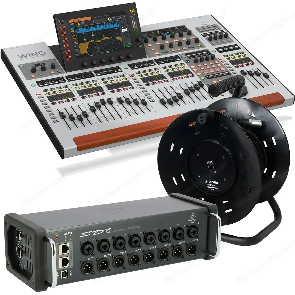 Behringer Wing 50-metre CAT5 Reel and Midas SD8 Snake