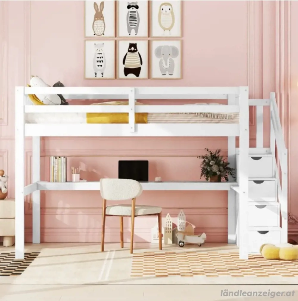 Neues Hochbett Kinderbett 140x200cm mit Schreibtisch - Ungeöffnet!