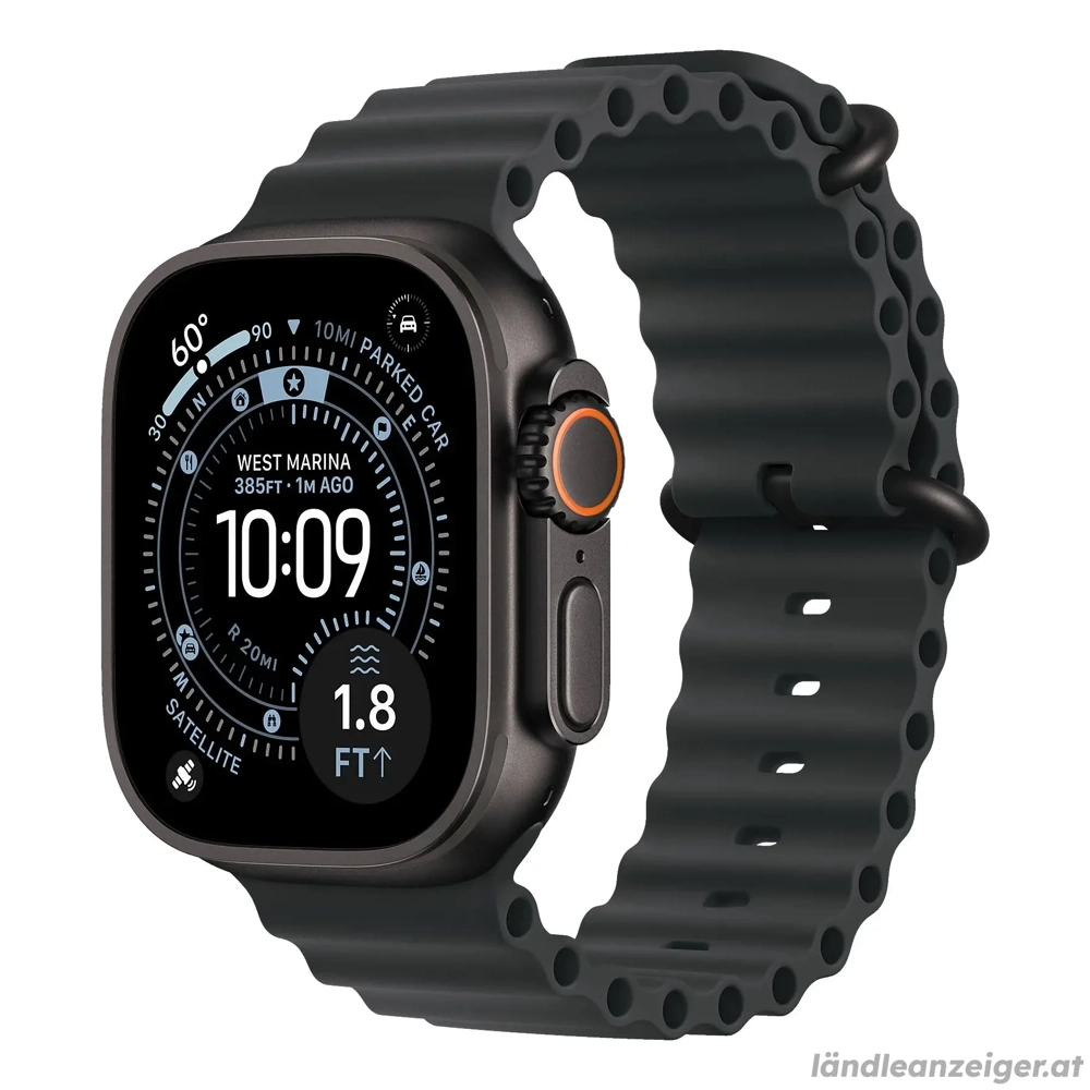 APPLE Watch Ultra 3 GPS + Cellular 49mm Schwarz Titanium Case mit Black Ocean Band