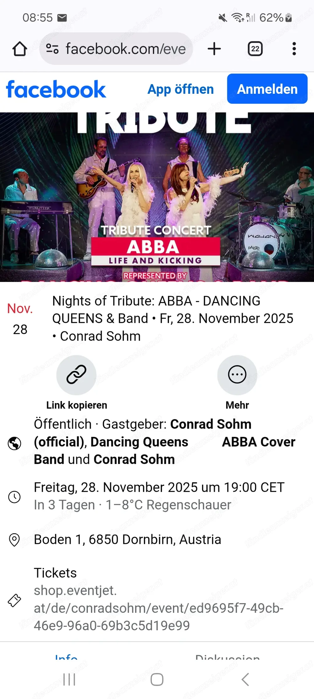 Tickets für Abba Revival im Conrad Sohm 