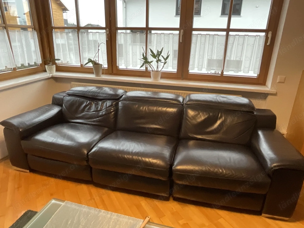 Sitzgarnitur echtes Leder, dunkelblau