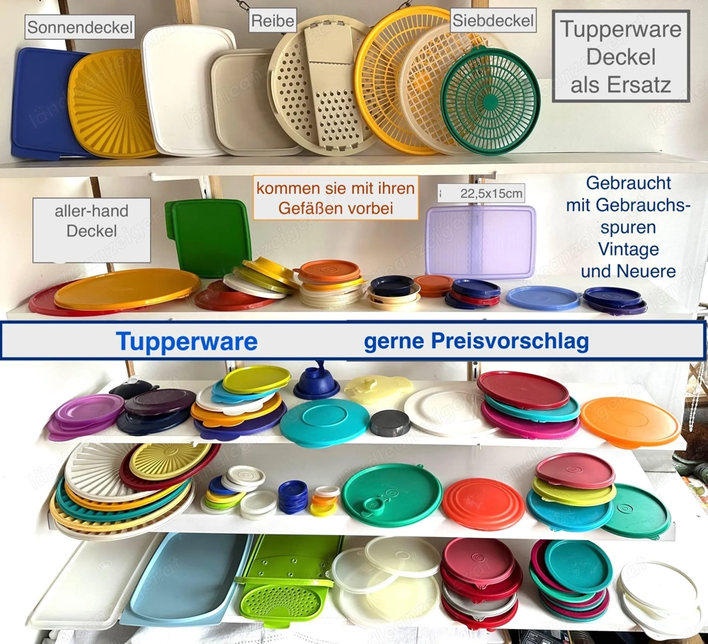 Tupperware Deckel Siebeinlagen Reibe