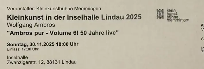 Wolfgang Ambros Konzertkarte 