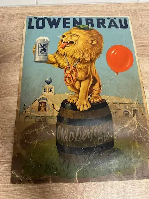 altes Werbeschild Löwenbräu