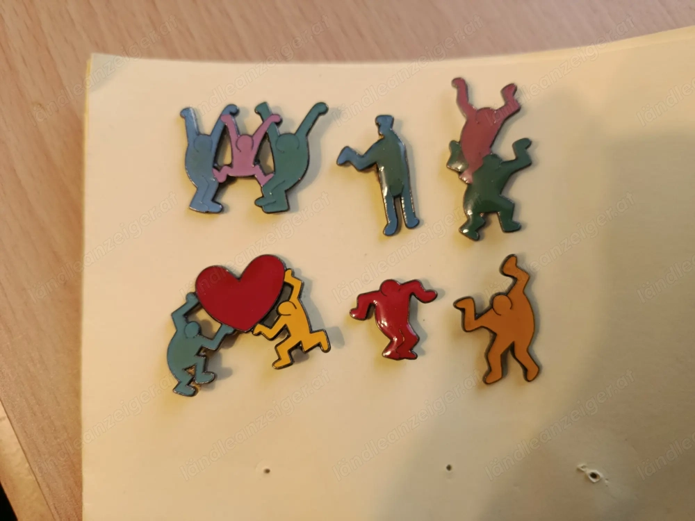 6x Keith Haring Pins Anstecker Vintage Rare 90er Jahre