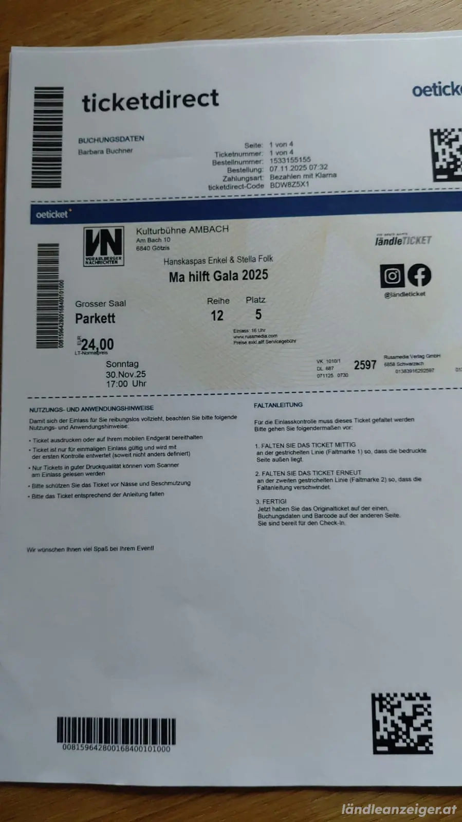 2 x Tickets Ma hilft Gala 2025