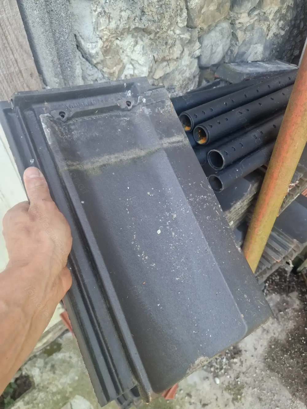 Ziegel Contiton 15 Tondach Mulde VZ Wienerberger Verschiebeziegel grau anthrazit granit 40x24cm