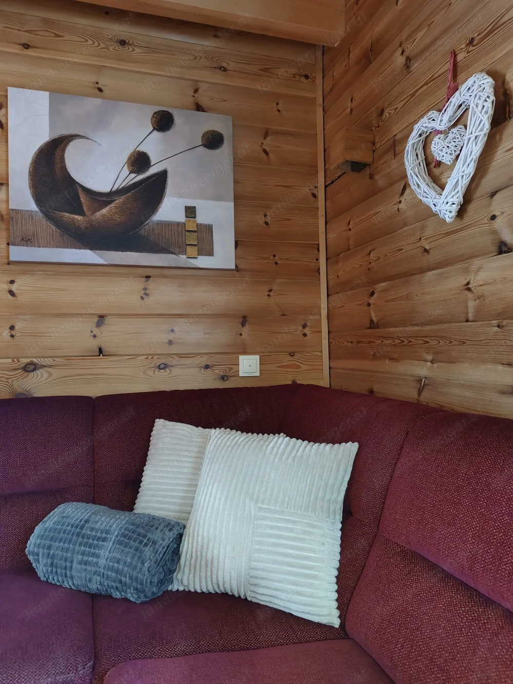 Eckcouch, weinrot, gut erhalten