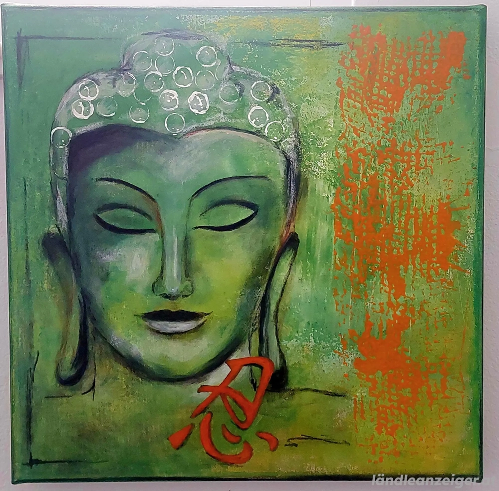 Buddha Bildnis mit sehr schönen Farben Größe 40 x 40 x 4 cm