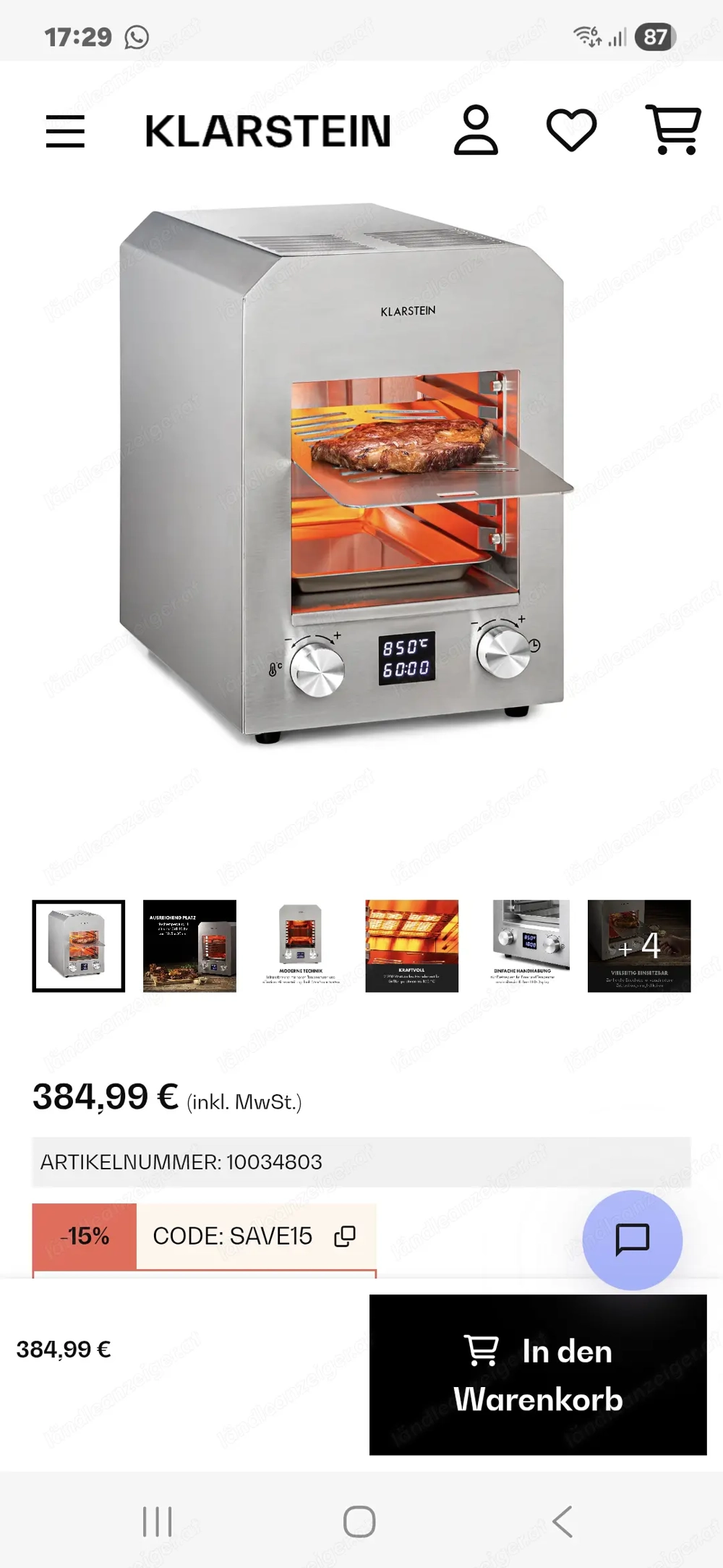  Hochtemperaturgrill Klarstein