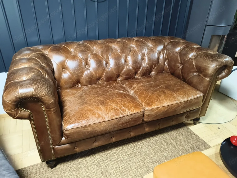 Ledersofa 2er Chesterfield