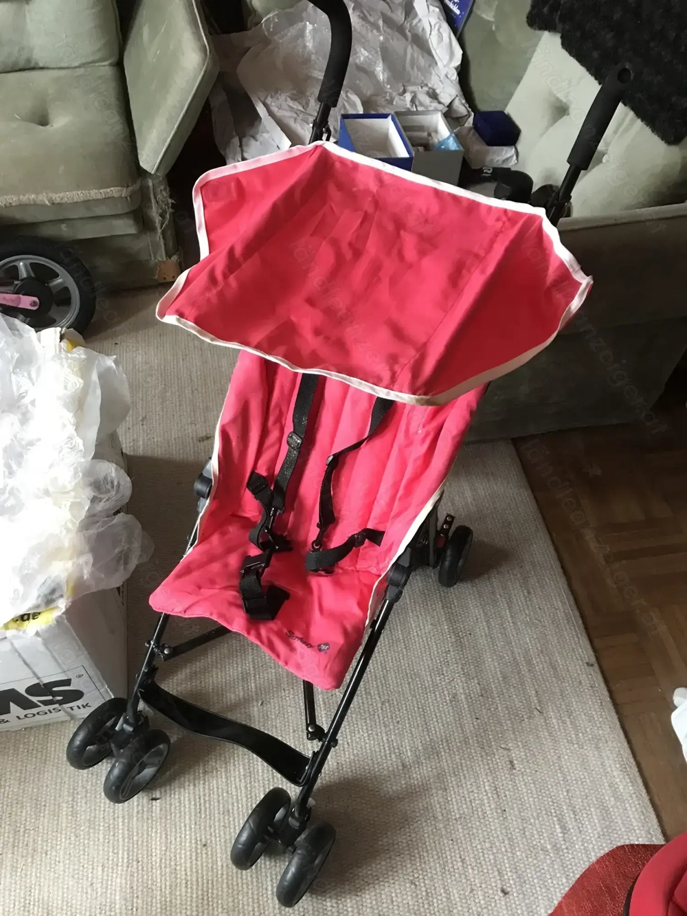 Super Buggy Reise-Buggy klappbar Sonnenverdeck Pink Rosa nur im Haus benutzt TOP 