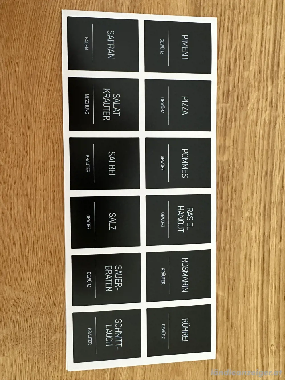 Etiketten für Gewürze + Stifte