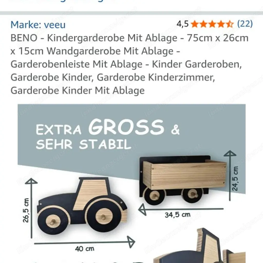 Kindergarderobe Traktor mit Hänger