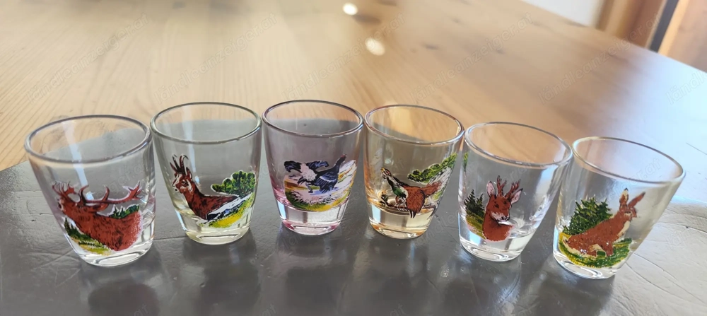 6 Schnapsgläser mit Wildtier Motiv 
