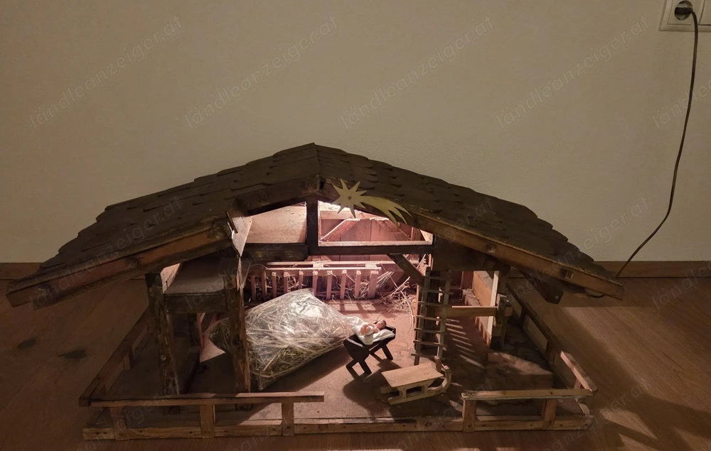 Krippe Weihnachten Holz Licht Weihnachtskrippe Zubehör