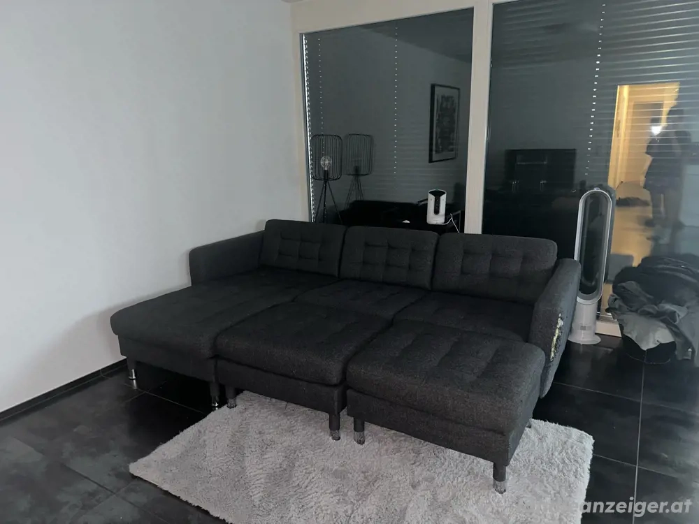 Ecksofa grau mit Hockern   Selbstabholung