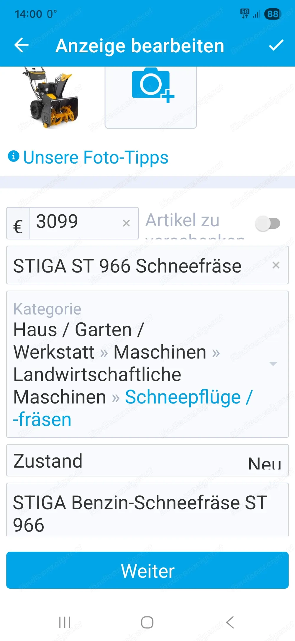Schneefräse STIGA ST 966