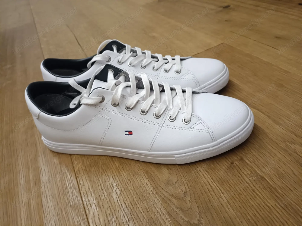 Tommy Hilfiger Sneaker, Leder weiß, Größe 45 - wie neu; UVP 99,90
