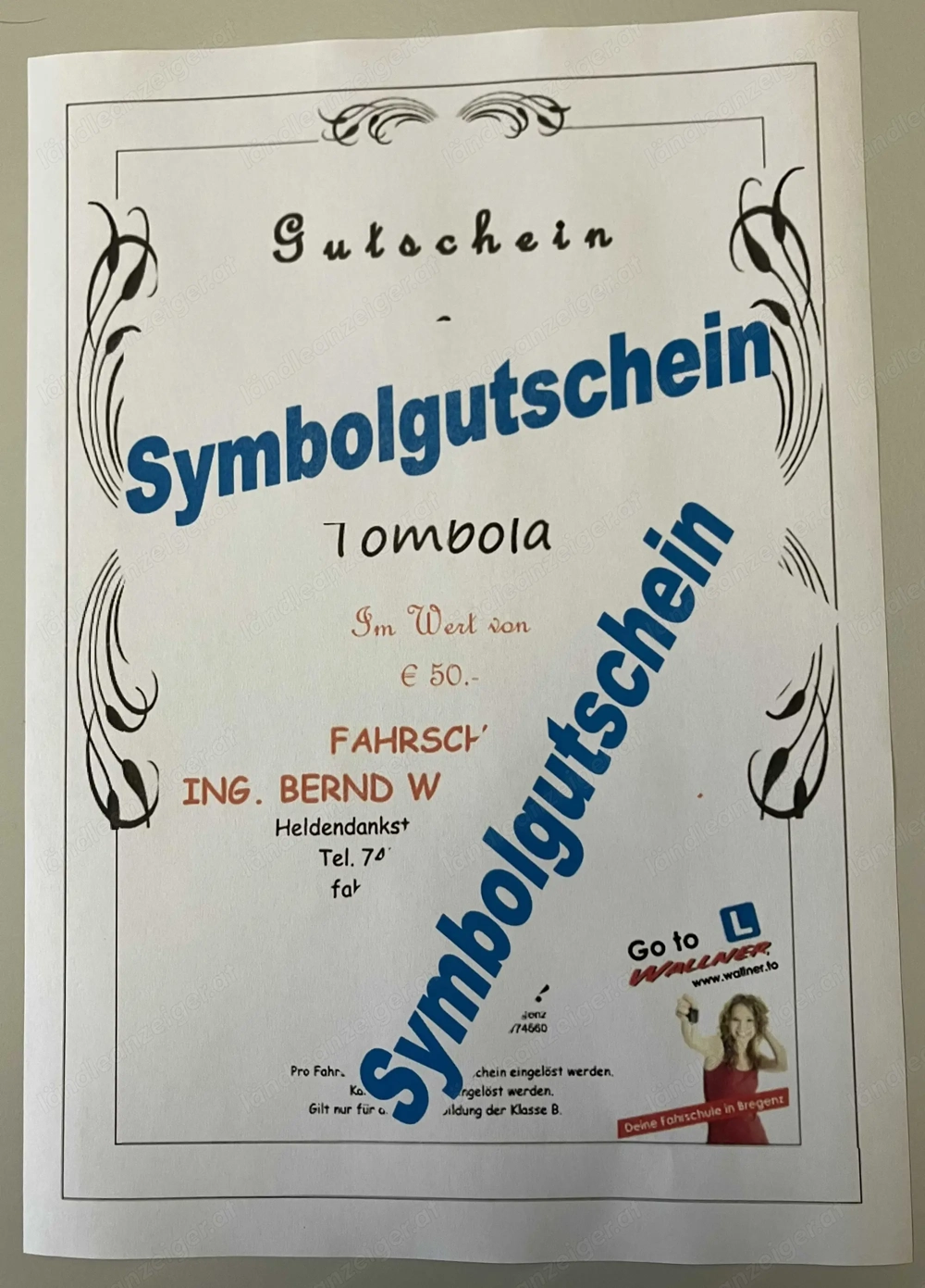 50 EUR Gutschein für Fahrschule Wallner in Bregenz