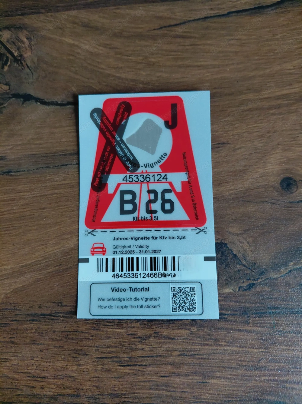 Jahres-Vignette 2026 Österreich