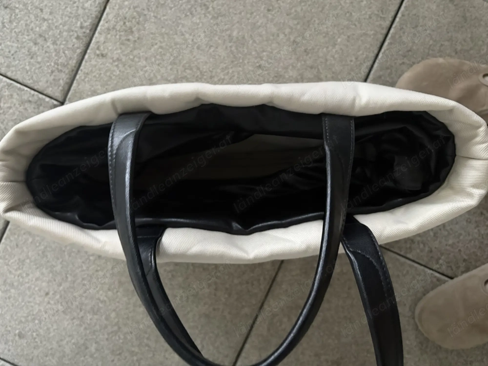 Shopper Tasche in creme schwarz