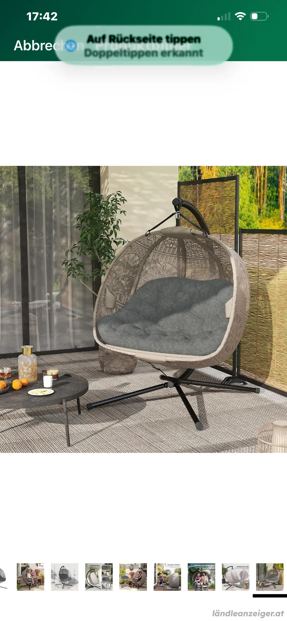 Hängesessel für 2 Personen mit Gestell