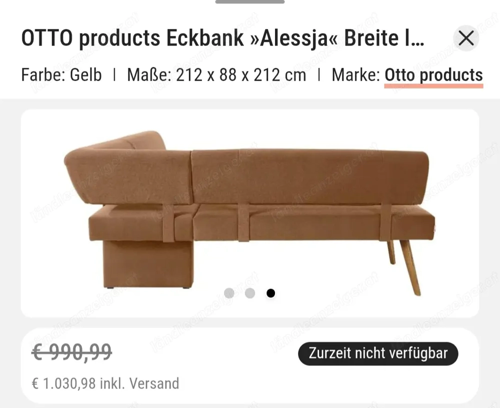 Gepolsterte Eckbank curry braun