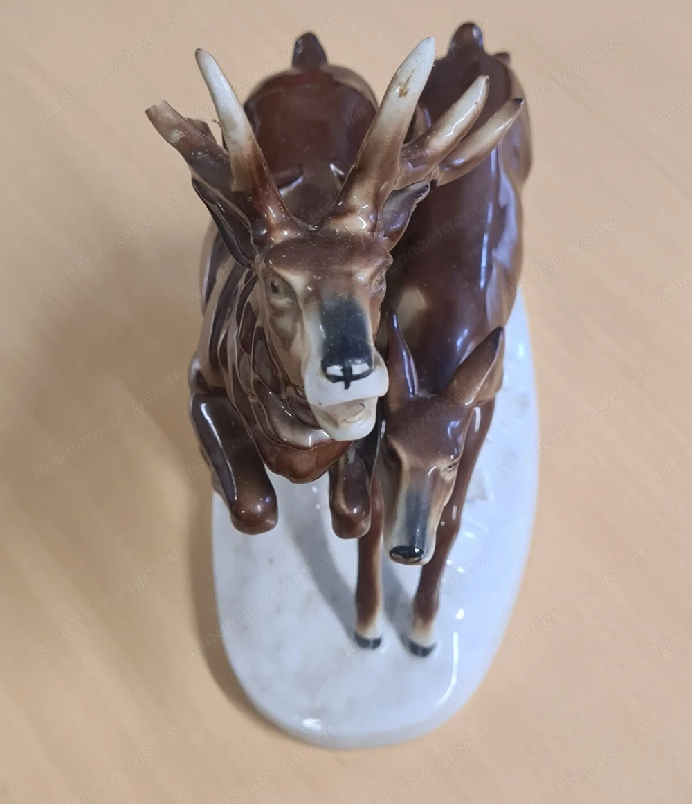 Rehkuh Hirsch Carl Scheidig Porzellan Wild Reh Kuh Rotwild Figur