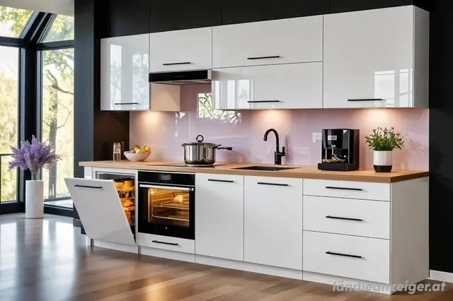 Küchenzeil siena 260cm weib Hochglanz-Einbauküch,küche,Küchenblock2,6cm