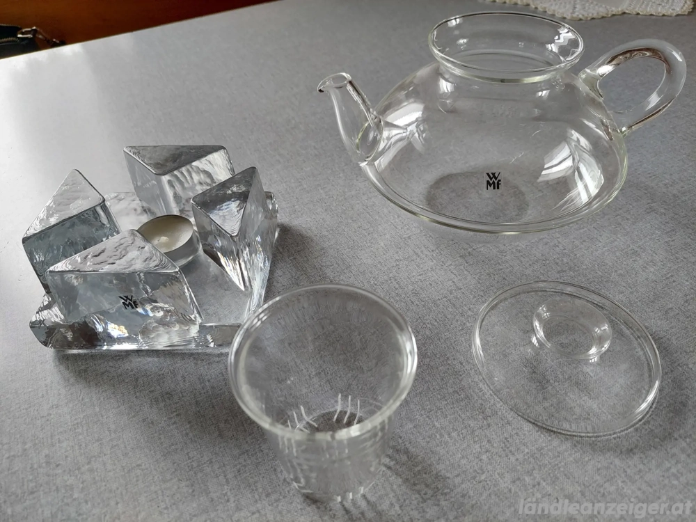 WMF Teekanne mit massivem Glas Stövchen