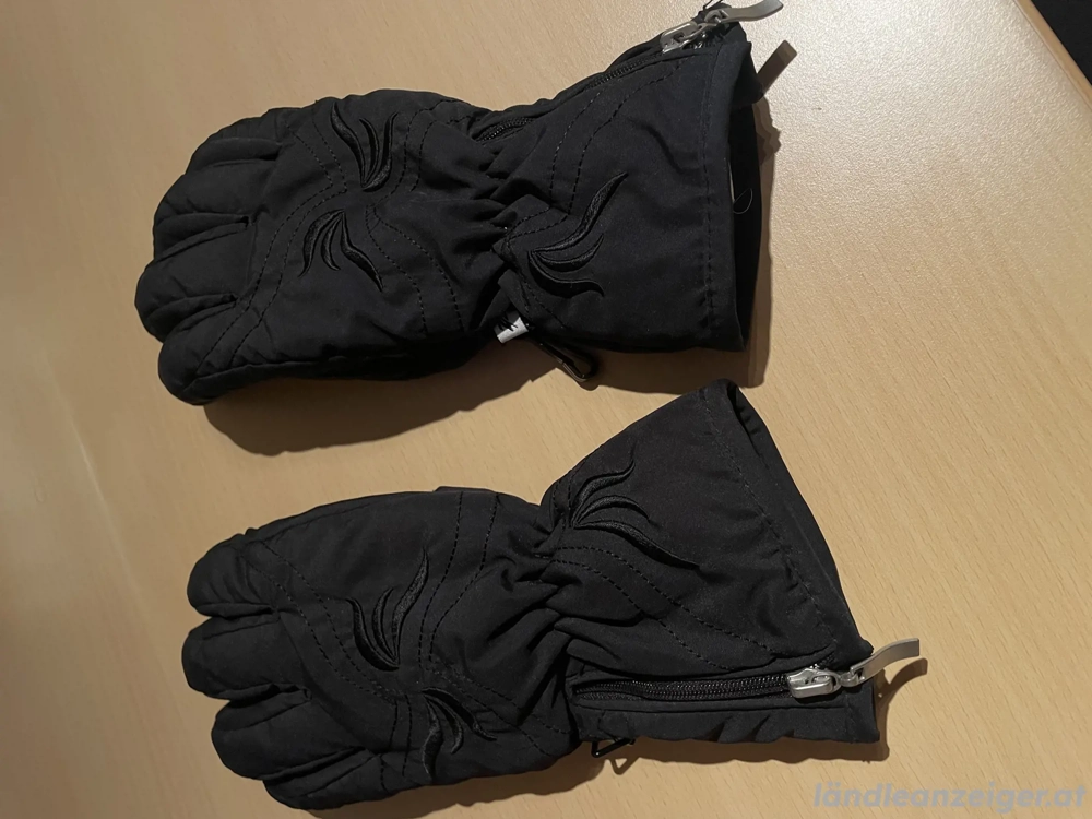 Warme Winterhandschuhe - Polyester & Leder, schwarz