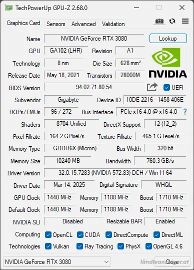 GeForce RTX  3080 TURBO 10G (Rev. 2.0) - NVidia Grafikkarte