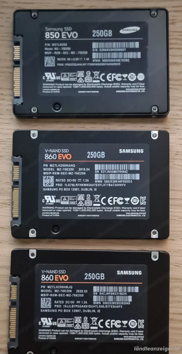 Samsung SSD 250 GB Festplatten