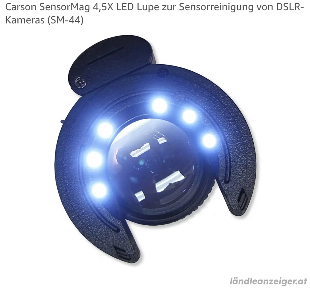 Carson SensorMag 4,5X LED Lupe zur Sensorreinigung von DSLR-Kameras SM-44