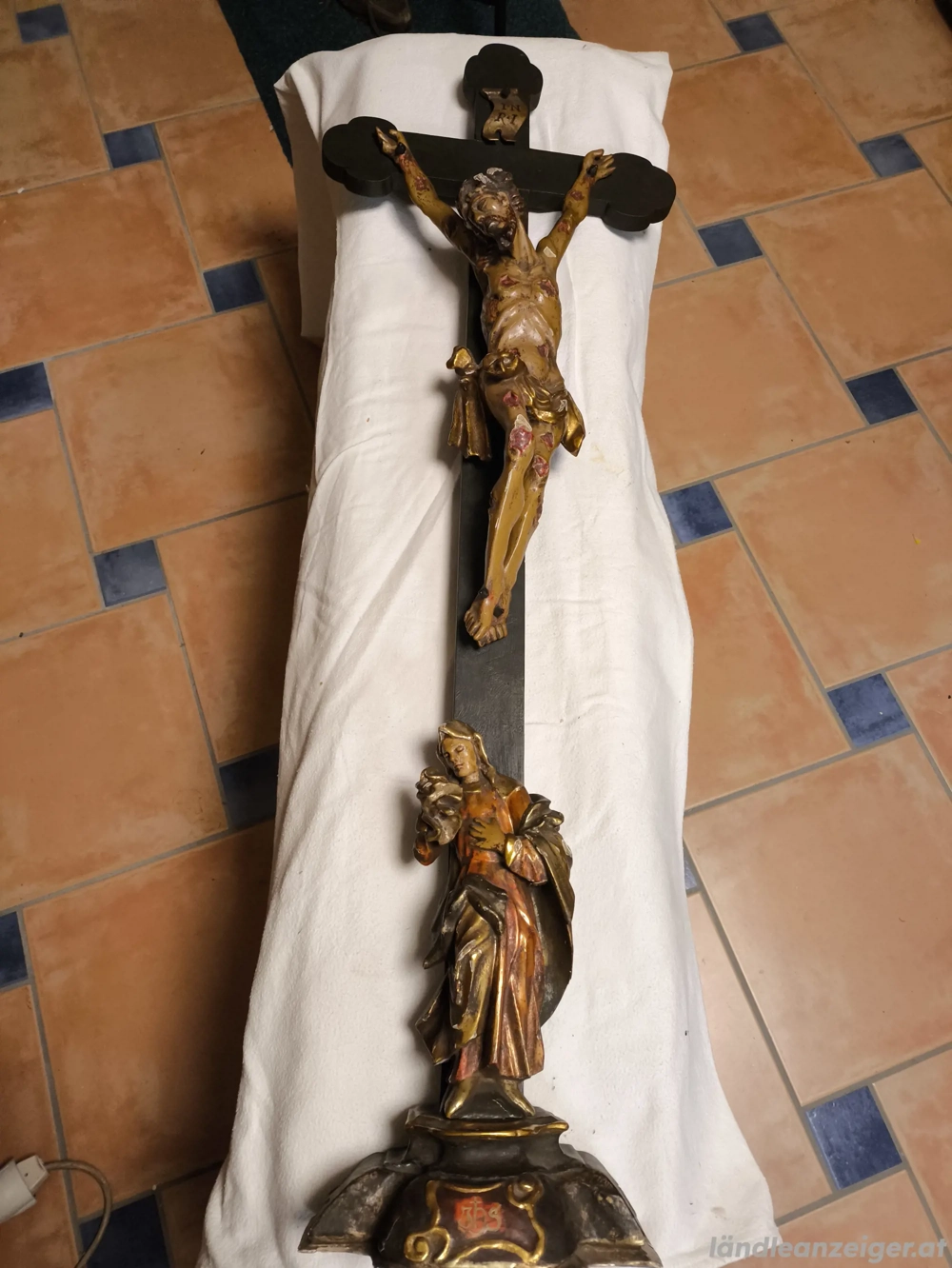 PREISREDUZIERT um -80% .... Alte Rarität! Standkreuz mit Pestchristus und Schmerzensmutter 19 Jhd. 