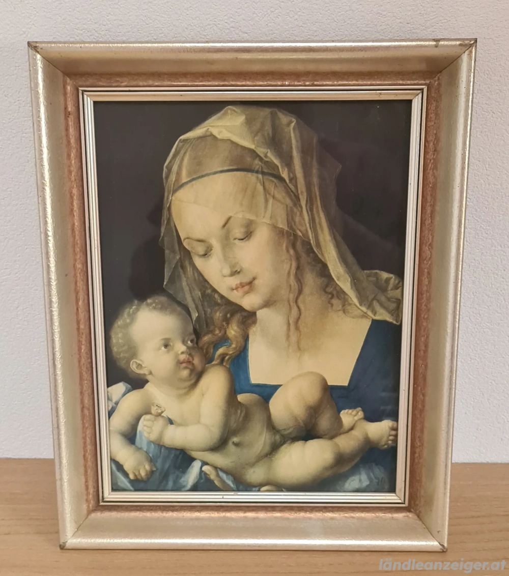 Bild Maria Sohn Jesus Holz Rahmen Natur Rahmen