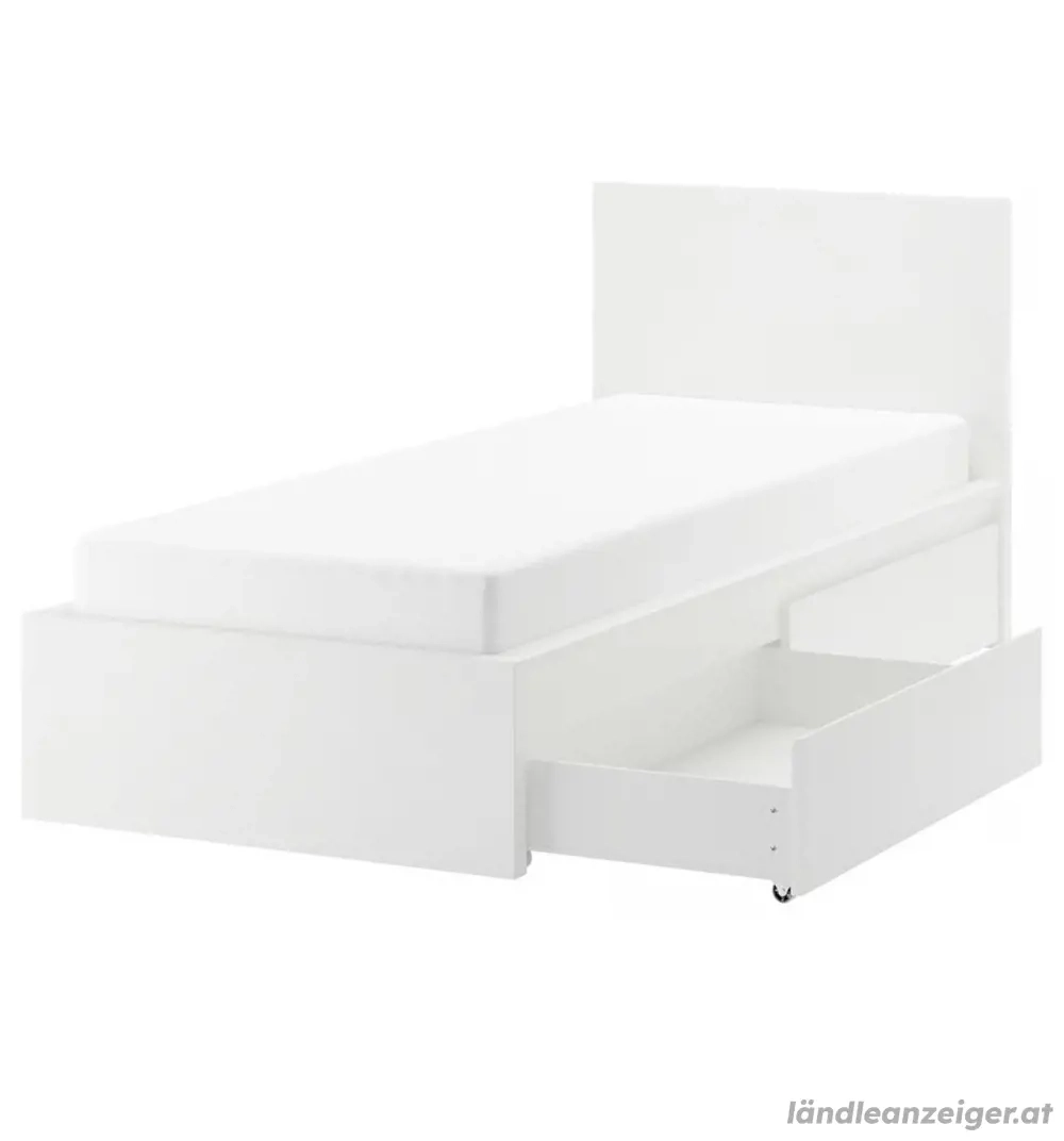Ikea Malm Bett 90x200 eventuell mit Lattenrost Matratze Schubladen weiiss