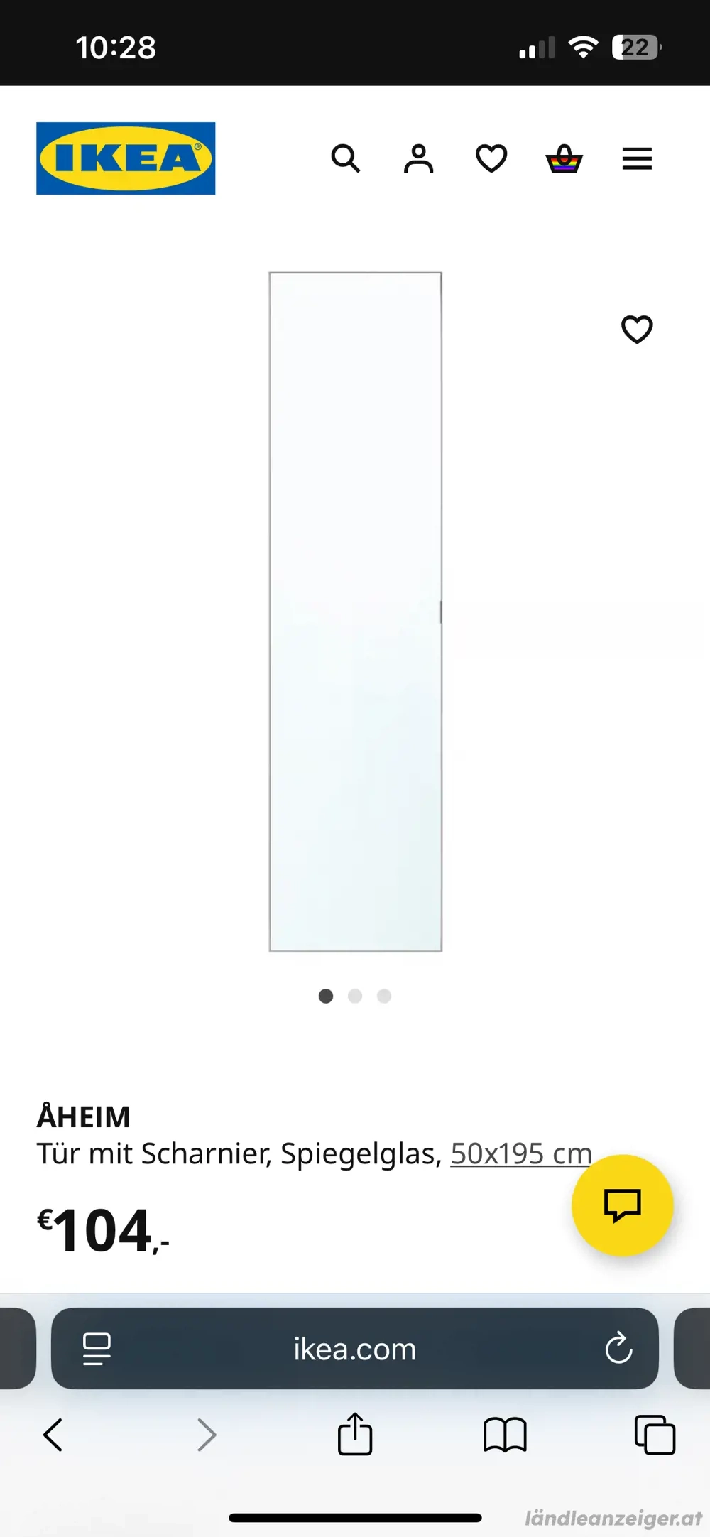 PAX Spiegeltür 50x195 cm   günstig abzugeben